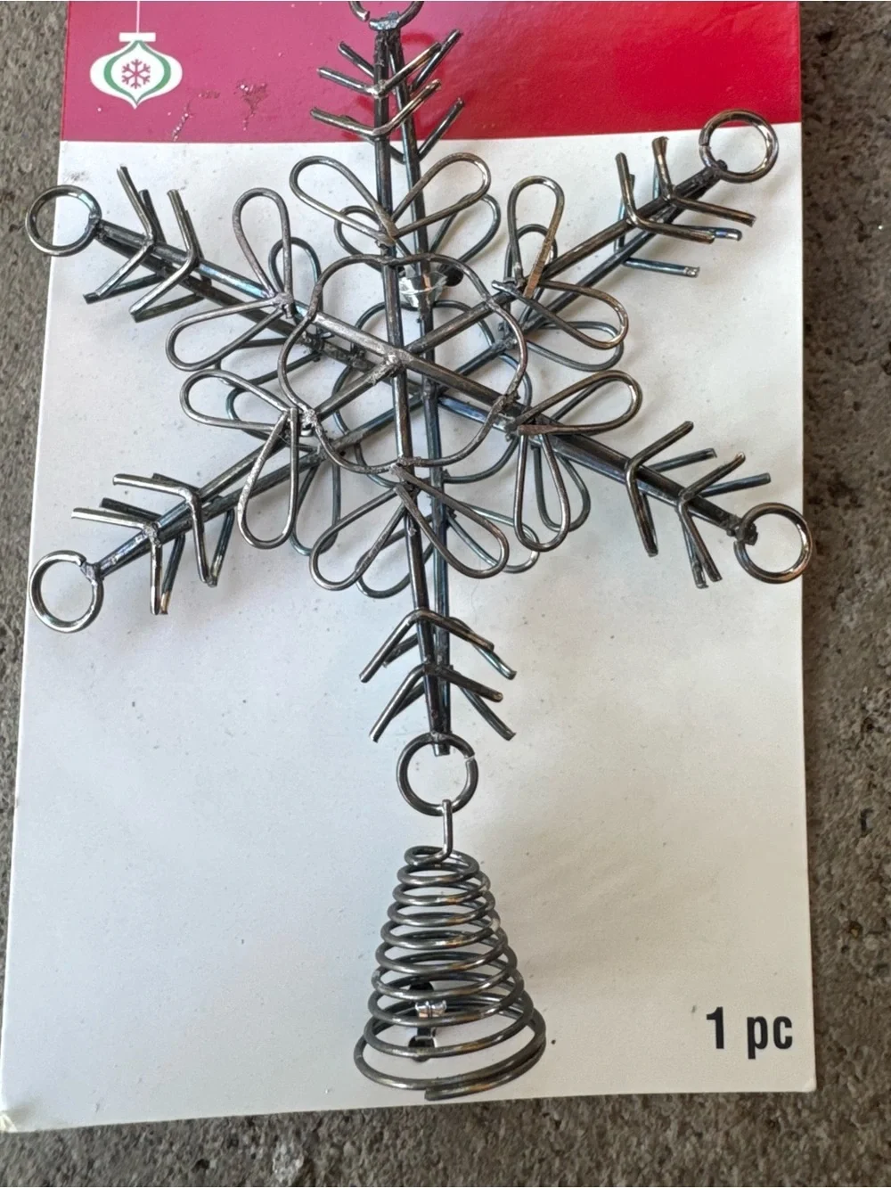 Snowflake Silver Tone Christmas Tree Topper Mini Merries